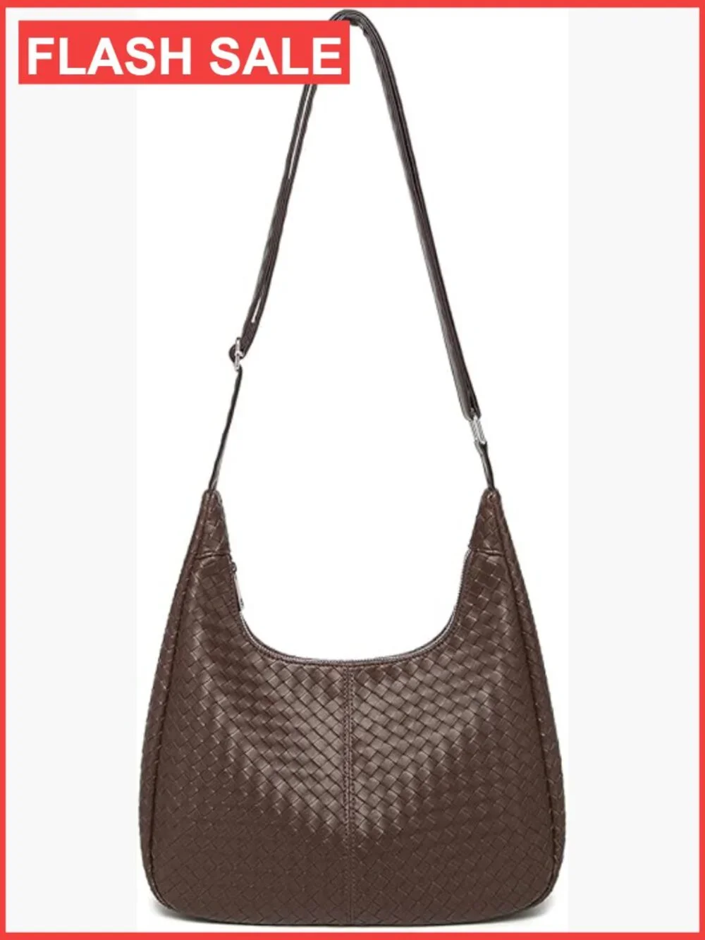 Woven Hobo Bag Crossbody Shoulder Tote Faux Leather Purse